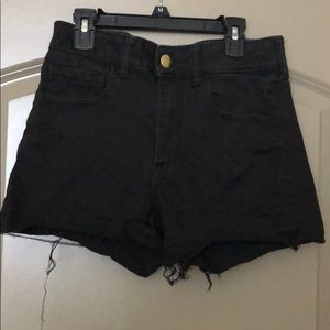 Black denim shorts